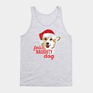 Feliz Naughty Dog Corgi Christmas Tank Top